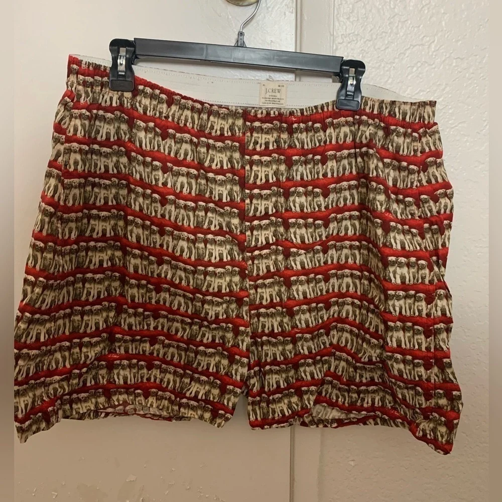 J.Crew Puppy Dogs Print Labrador Boxers Brief Briefs Shorts Red Beige Size 40-42